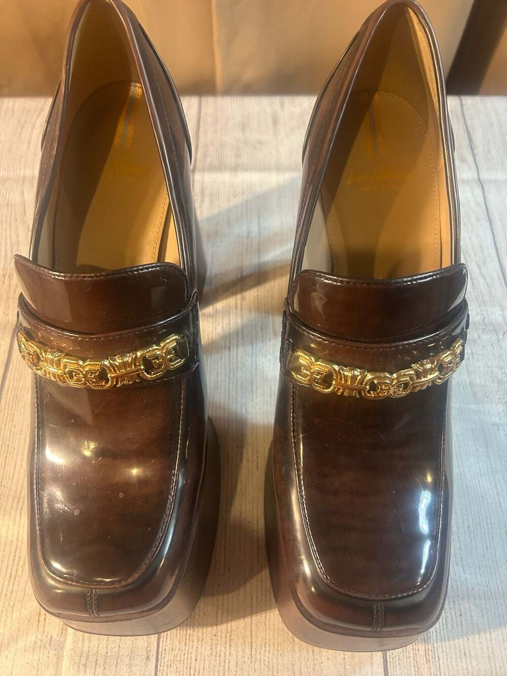 Sam Edelman Rowe Platform Loafer Heels in Dark Brown - Picture 2 of 3
